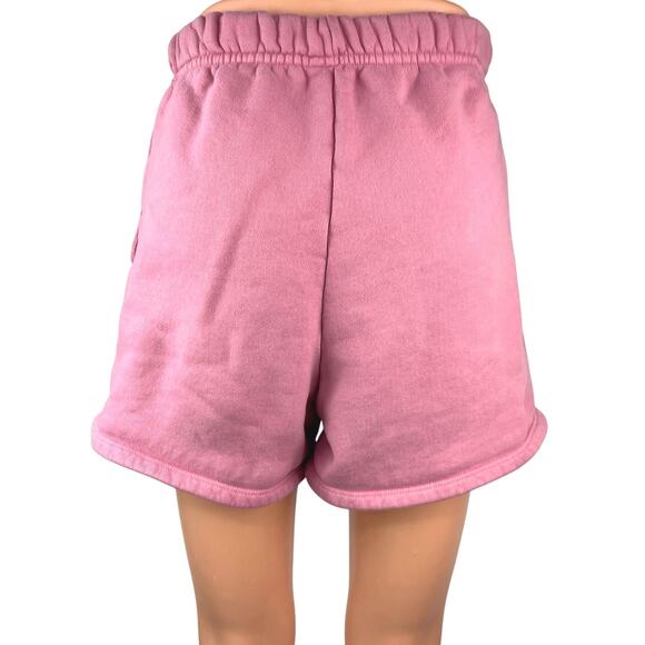 Set Active Pink Fleece Sherpa Lined Pull On High Waisted Sweat Shorts Size S - Picture 3 of 6
